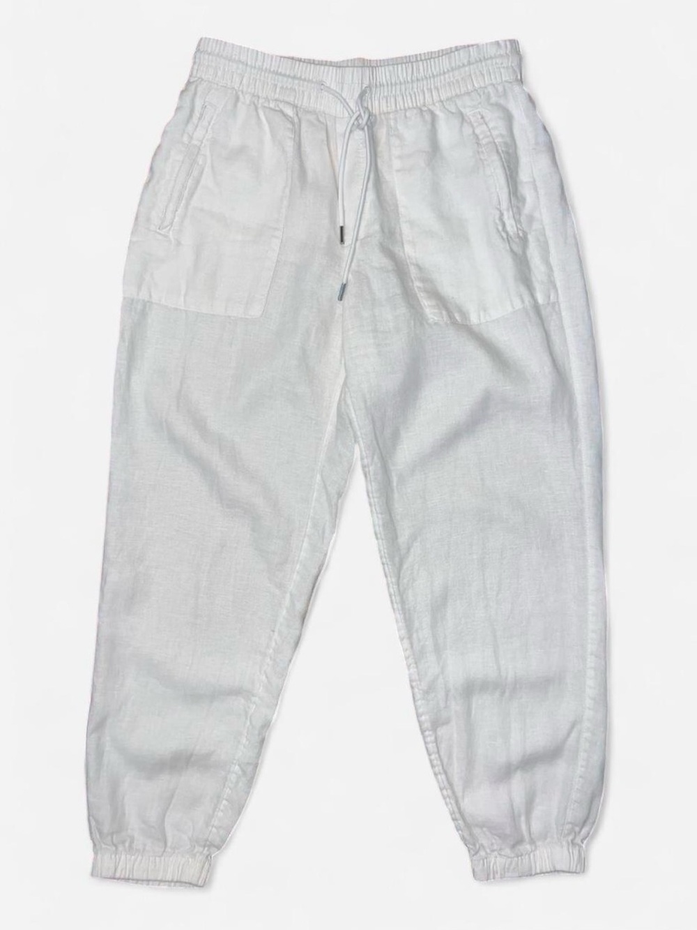 Athleta Retreat Linen Jogger Pants White Lily Size 6